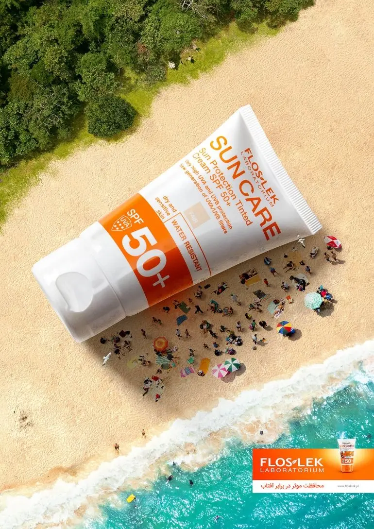 Sunscreen on beach scene