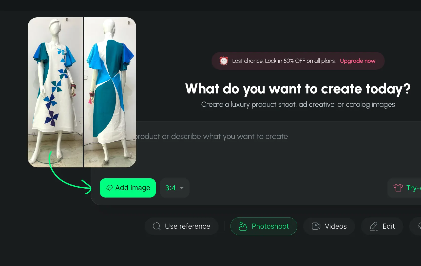 Start with your product in the Pixro AI workflow
